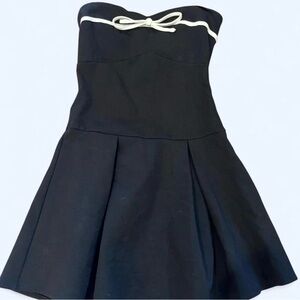 Black Strapless Dress with Drop Waist